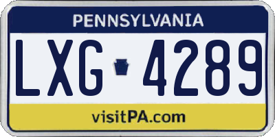 PA license plate LXG4289