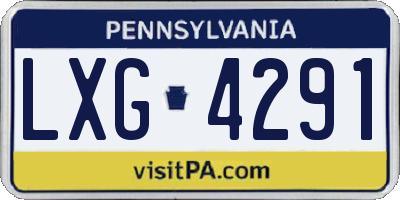 PA license plate LXG4291
