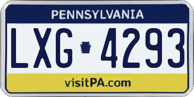 PA license plate LXG4293