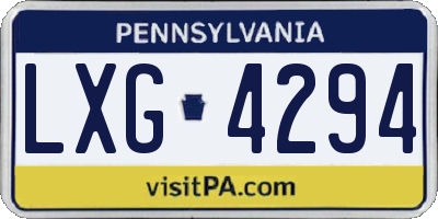 PA license plate LXG4294