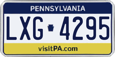 PA license plate LXG4295
