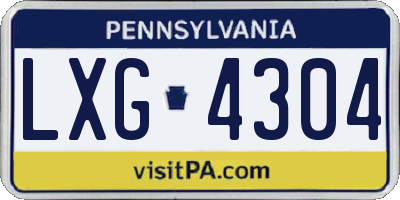 PA license plate LXG4304