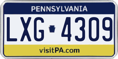 PA license plate LXG4309