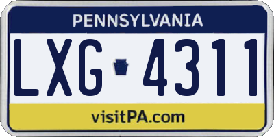 PA license plate LXG4311