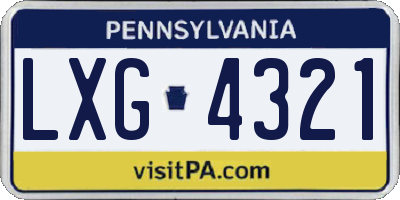 PA license plate LXG4321