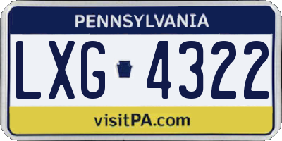 PA license plate LXG4322