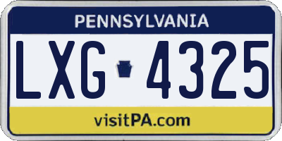 PA license plate LXG4325