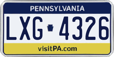 PA license plate LXG4326