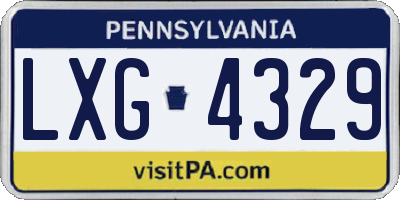 PA license plate LXG4329