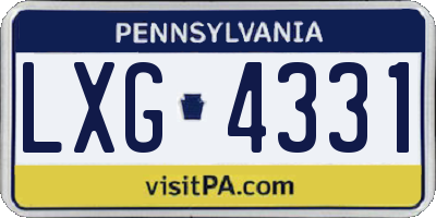 PA license plate LXG4331