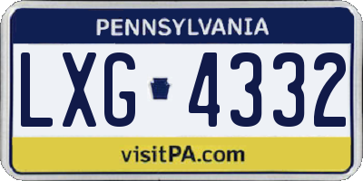 PA license plate LXG4332