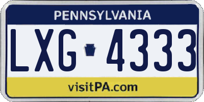 PA license plate LXG4333