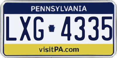 PA license plate LXG4335
