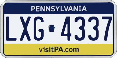 PA license plate LXG4337