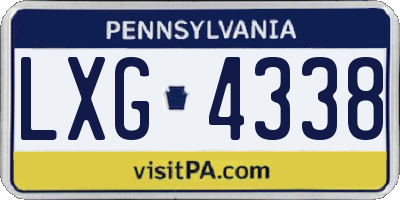 PA license plate LXG4338