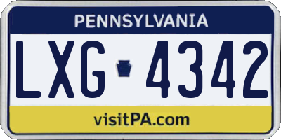 PA license plate LXG4342