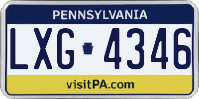PA license plate LXG4346
