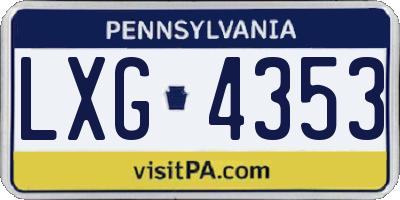 PA license plate LXG4353