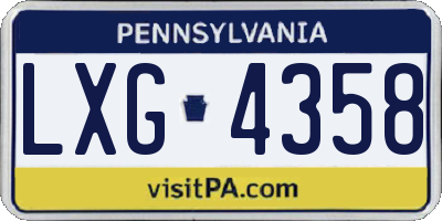 PA license plate LXG4358