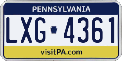 PA license plate LXG4361