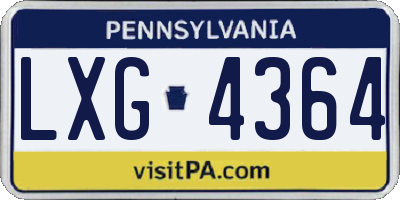 PA license plate LXG4364