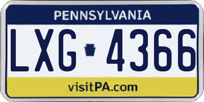 PA license plate LXG4366