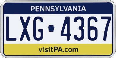 PA license plate LXG4367