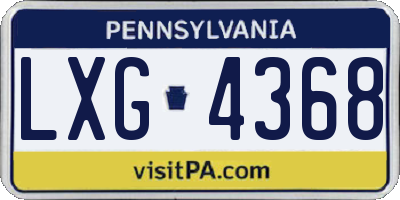 PA license plate LXG4368