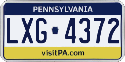 PA license plate LXG4372