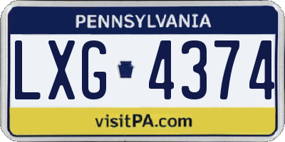 PA license plate LXG4374