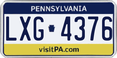 PA license plate LXG4376