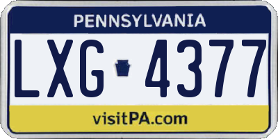 PA license plate LXG4377
