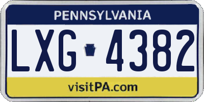 PA license plate LXG4382