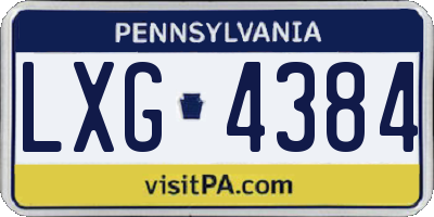 PA license plate LXG4384