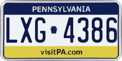 PA license plate LXG4386