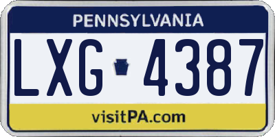 PA license plate LXG4387