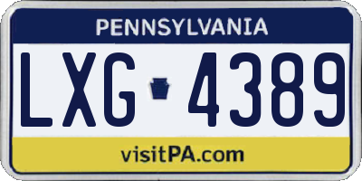 PA license plate LXG4389