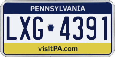 PA license plate LXG4391