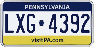 PA license plate LXG4392