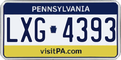 PA license plate LXG4393