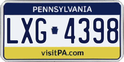 PA license plate LXG4398