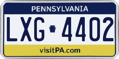 PA license plate LXG4402