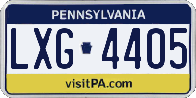 PA license plate LXG4405