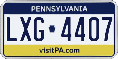 PA license plate LXG4407