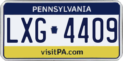 PA license plate LXG4409