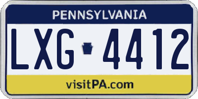 PA license plate LXG4412