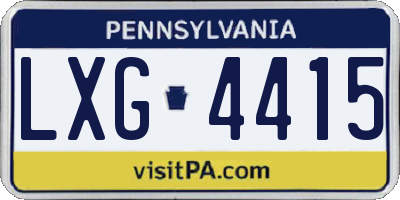 PA license plate LXG4415