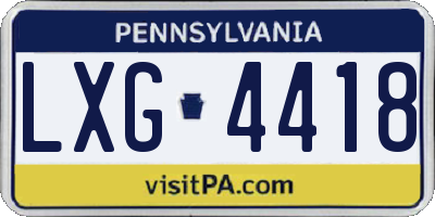 PA license plate LXG4418