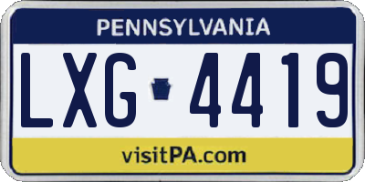PA license plate LXG4419