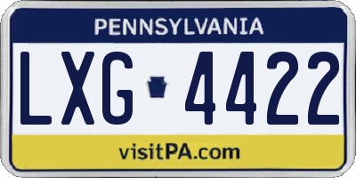 PA license plate LXG4422
